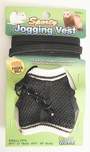 SMALL PET JOGGING VEST AND LEAD WITH BELL (BLACK)
