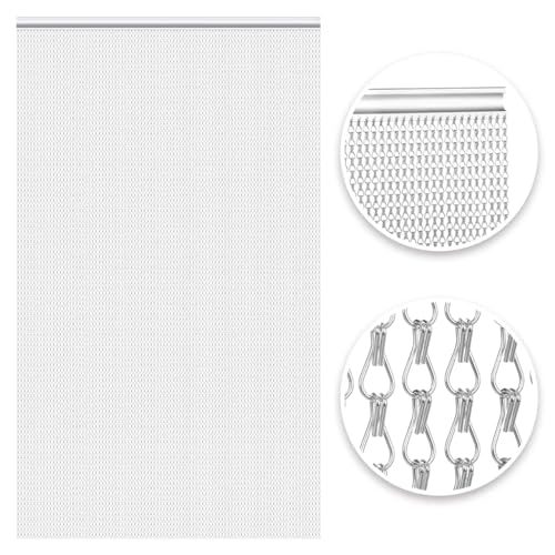 VerRich Kettenvorhang, 80 * 200 cm Aluminium Tür Fliegengitter Silber Metall Fliegenvorhang Insektenschutz Schädlingsbekämpfung