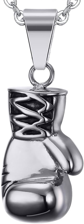 Joielavie Jewellery Pendant Necklace Boxing Glove Sport Exercise Fitness Stainless Steel Biker Cool Gift For Men - Black Gold Silver