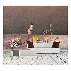 Miniature with Peanut Man Doing Garden Work with His Dog - Removable Wall Mural | Self-Adhesive Large Wallpaper - 66x96 inches