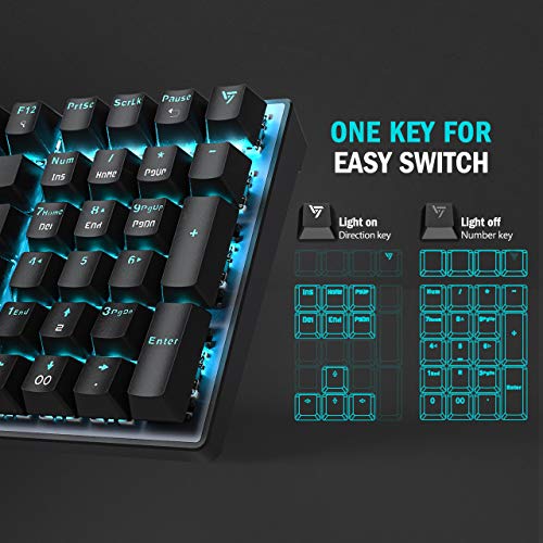 VictSing Mechanical Keyboard, RGB Gaming Keyboard Wired 96 Keys, Blue