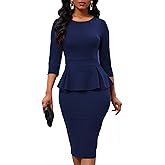 Women's Bodycon Pencil Dress Church Teacher Office Modest Business Wear to Work Sheath Suiting Dresses