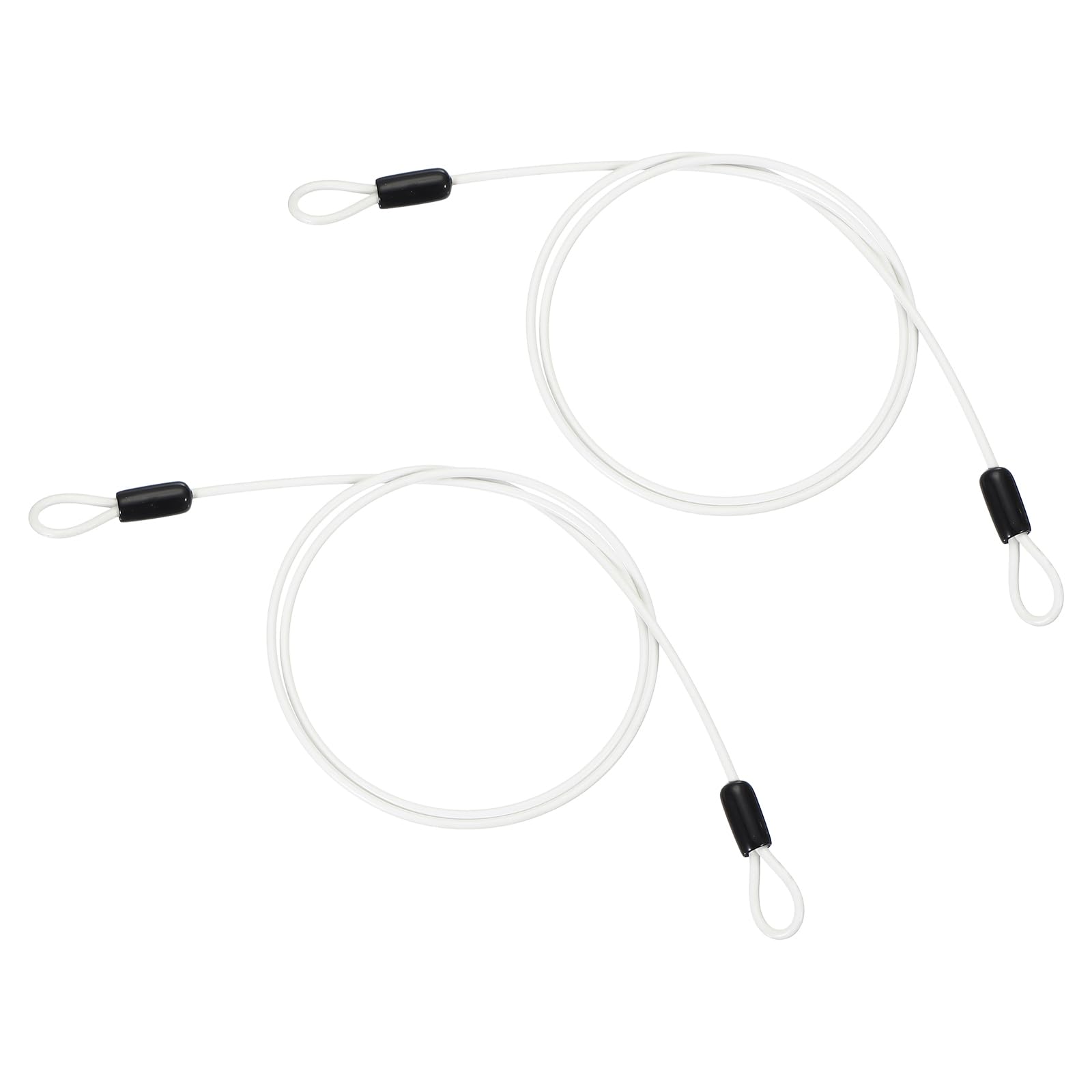 PATIKIL 1/8" Dia Vinyl Coated Stainless Steel Cable with Loops, 2 Pcs 3.3ft (40") Flexible Wire Rope Security Chain Lanyard Lock for Outdoor Stage Lighting Luggage Lock, White