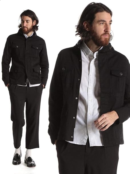 Amazon ミリタリージャケット メンズ M 65 ブルゾン ストレッチ フィールドジャケット カジュアル フルジップ ポケット M65 無地 黒 ブラック ベージュ カーキ M L Ll 春 秋 コート ジャケット 通販