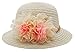 Summer Girl Half a Flanging Straw Hat Beach Sun Cap with Two Flowers