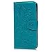 J3 Case, Galaxy J3 Case (2016 Version) - Wallet Case Folio Kickstand Case 3D Embossed Plants Premuim PU Leather Case Shockproof TPU Inner Bumper Slim Protective Cover for Galaxy J3 by Badalink - Blue