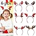 Christmas Reindeer Headbands,Aniwon 6PCS Xmas Headband Hairbands Headwear with Cute Elk Antlers for Kids Adults Christmas Party Supplies