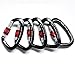 Locking Climbing Carabiner Set of 5-25kN Rated 4457 LBS EN12275 Certified, Screw-Gate D-Ring Clips, 7075 Aluminium Hook, Super Light and Rust Free, D Shaped 3.94in, Black