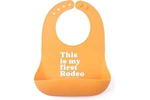 Bella Tunno Baby Bib for Eating, Waterproof Silicone Bib with Large Food Catcher, Adjustable Fit for Babies 4-12 months & Toddlers 1-3 Years, Boys & Girls, This Is My First Rodeo
