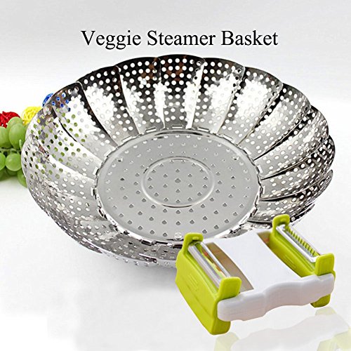 Stainless Steel Professional Vegetable Steamer Basket with Peeler and