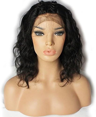 Yeefant Brazilian Less Lace Front Full Wig Bob Wave Black,14 Inches Lace Frontal Wig Body Wave Brazilian Human Hair Wigs Density Natural Color Adjustable Straps Lace Wig Fiber Hair Short Front Wigs