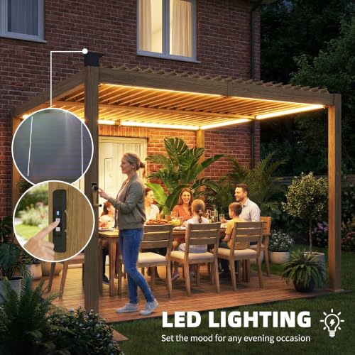 Outsunny 10x10 Louvered Pergola Review: Adjustable Metal Roof With Solar LED Lights image 14