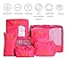 IMEEA 7-Piece Travel Luggage Organizer Bags for Clothing Cosmetics Shoes Socks Underwares Bras Ties (Pink)