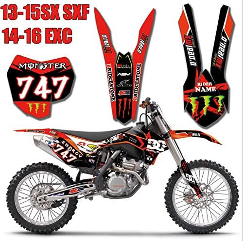 3M Customized Motorcycle Bike Team Graphics Stickers Background Decals for KTM 125 200 250 300 450 500 EXC XCW XCF XCFW EXCF 2014 2015 2016 (TZ-KTM-SX35-08)
