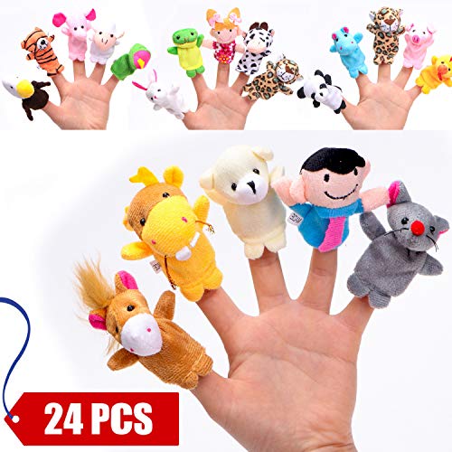 24 Pieces Finger Puppets Filled Easter Eggs - Filled Easter Eggs with Toys- Prefilled Easter Eggs- Easter Theme Party Favor,Classroom Prize Supplies