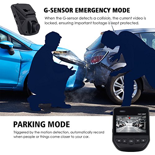 Lifechaser Dash Cam Car Camera 1080P FHD WIFI Night Vision with Sony IMX323 Sensor 150°, 2.45"LCD, Parking Mode, Time Lapse, WDR, G-Sensor, Loop Recording for Cars, Trucks
