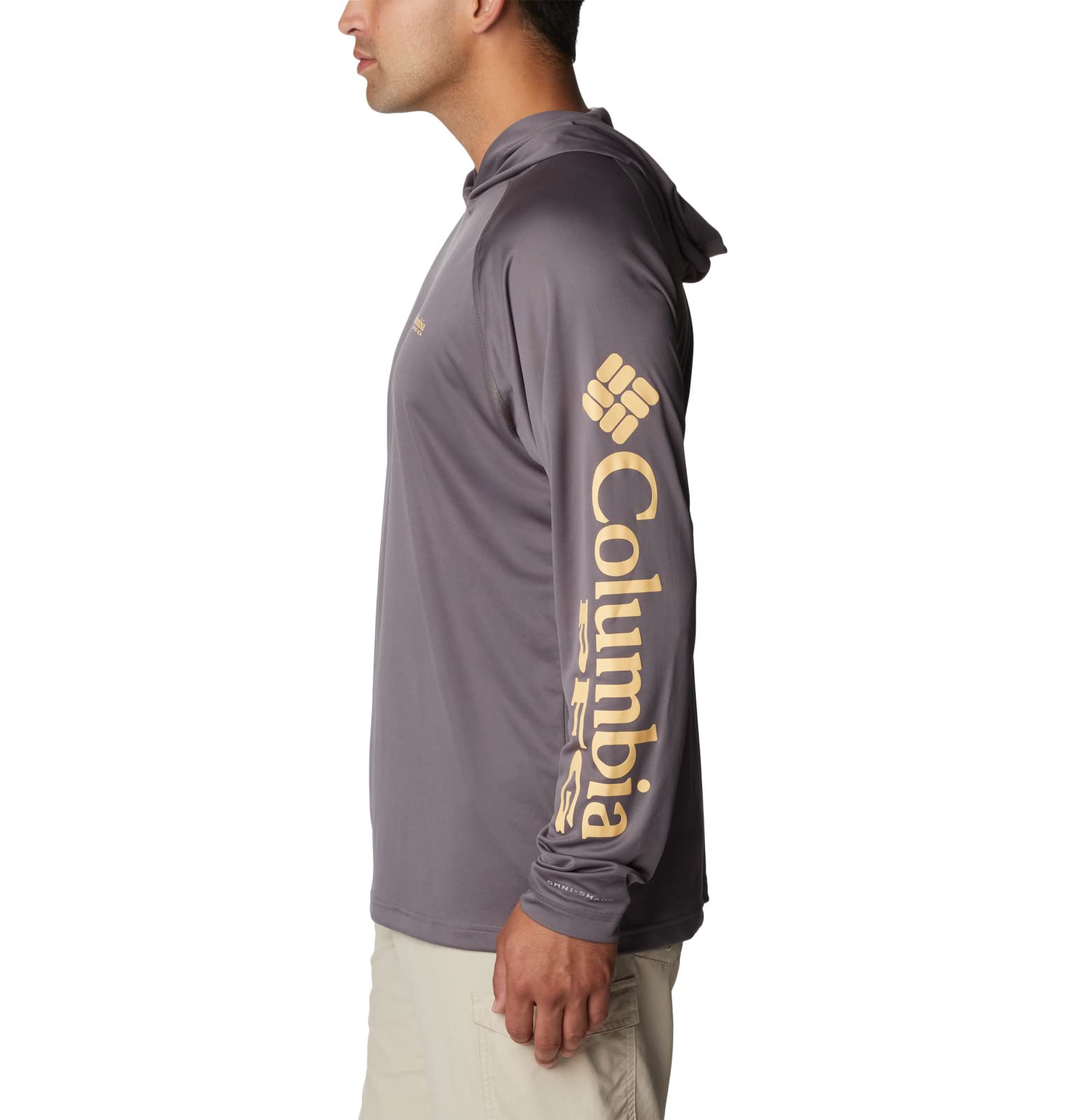 Columbia Men’s Terminal Tackle Hoodie, City Grey/Cocoa Butter Logo, 5X Tall