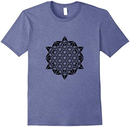Mens The Base 64 Creation Tee Star Tetrahedron Merkaba Black Tee XL Heather Blue