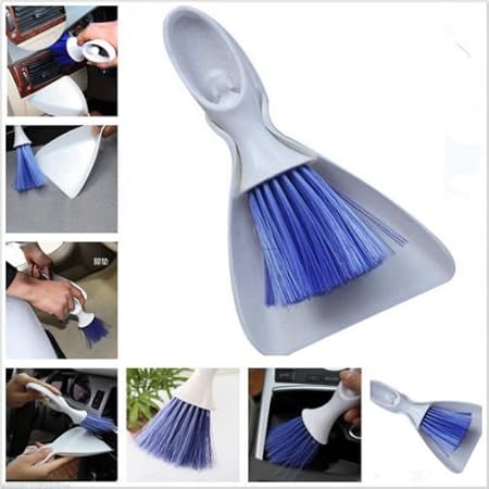 SHOPEE Car Dashboard Vent Cleaner Broom Dustpan Window Keyboard Cleaning Brush Tool Set (Color May Very)