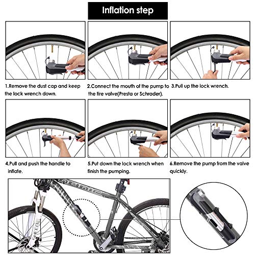 image for WOTOW Bike Frame Mini Pump, Bicycle Portable Pump Fit Presta & Schrade