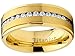 Metal Masters GoldTone Titanium Men's Eternity Wedding Band Ring with Cubic Zirconia CZ, Comfort Fit 8mm SZ 11