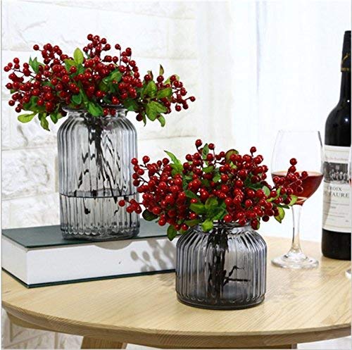 Felice Arts Pack of 6 Rich Red Artificial Berry Stems Holly Christmas Berries for Festival Holiday and Home Decor