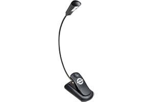 K&M Stands 12263 Music Stand Light - Clip On Light with Adjustable Gooseneck and Rechargeable Battery - Black