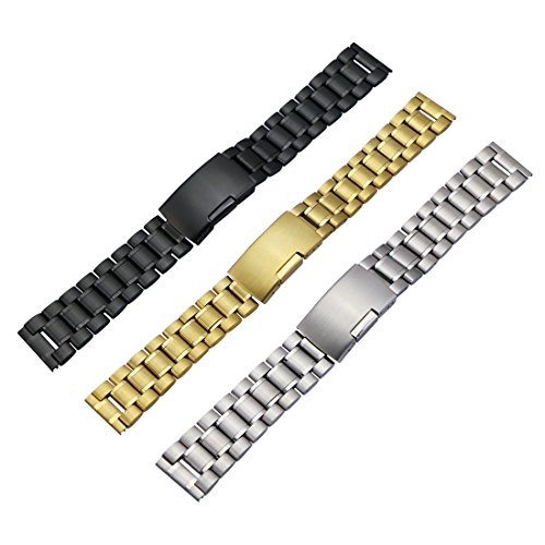 ZEIGER Men B007 Replacement Metal Wrist Watch Band (Stainless Gold 18mm)