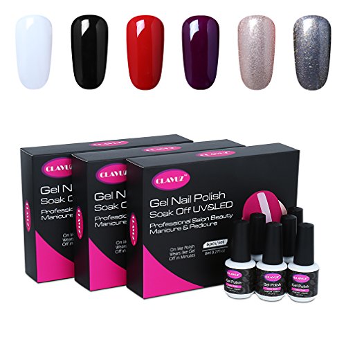 CLAVUZ Black White Red Gel Nail Polish Gift Kit 6pcs Soak Off UV Led Nail Varnish New Start Lacquers Manicure Pedicure Nail Art Set