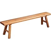 ZPrestiCraftbl Wooden Bench Indoor – Rustic Farmhouse Narrow Entryway Bench with Slim Skinny Design, Natural Solid Wood, Perf