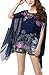 iNewbetter Women's Chiffon Caftan Poncho Tunic Top Cover up One Size Scarf Top (Blue)