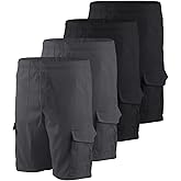 Liloak Men's 3/4 Pack Classic Cargo Shorts 10 Inseam,4 Pockets Walking Shorts Casual Lightweight with Waistband Drawstring