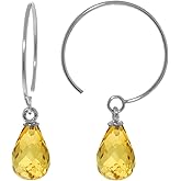 Galaxy Gold GG 14k Solid Gold Circle Wire Earrings with Citrines
