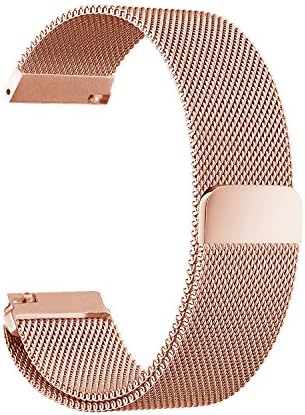 Cbin Quick Release Bracelet - Choice of Color and Width 14mm / 16mm / 18mm / 20mm / 22mm / 24mm Stainless Steel Fully Magnetic Closure Milanese Watch Bands for Men and Women (22mm, Rose gold)