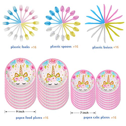 image for Comfy Mee Unicorn Themed Birthday Party Supplies Set | Disposable Unic