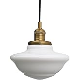 Pathson Modern Pendant Light with Milk White Glass, Vintage Ceiling Pendant Lighting Adjustable Textile Cord, Frosted Ceiling