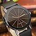 Top Plaza Simple Radioactive Rays Scale Mark Dial Black Leather Band Analog Quartz Wrist Watch