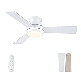 POCHFAN 42 Inch White Ceiling Fans with Lights and