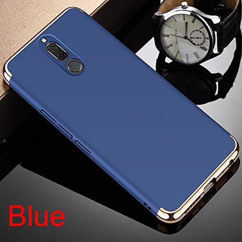 AEETZ Luxury 3-in-1 Dual Hybrid Ultra Thin Series Case Cover Pc [Hard] Full Protection Matte Phone Case for Huawei Honor 9i- Blue with Gold