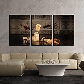 3 Piece Canvas Wall Art - Concept Pre Flightl with Wine Cork Figures - Modern Home Art Stretched and Framed Ready to Hang - 16"x24"x3 Panels