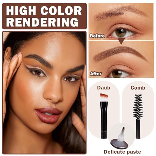Gel de Cejas Perfectas, Maquillaje para Cejas Duración 24h, Mascara Tinte Fijador para Cejas, Professional Makeup con Pincel y Cepillo Cejas (3#)