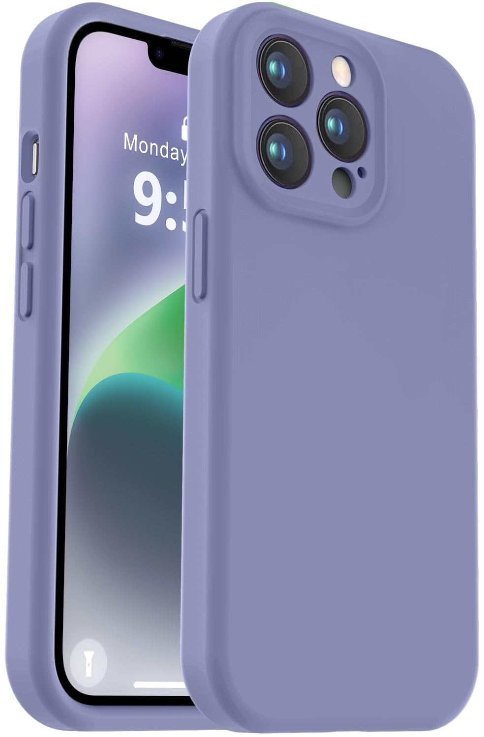 Photo 1 of Vooii Compatible with iPhone 13 Pro Max Case, Liquid Silicone Upgrade [Camera Protection] [Soft Anti-Scratch Microfiber Lining] Shockproof Phone Case for iPhone 13 Pro Max 6.7 inch - Lavender Grey