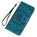 iPhone X Case, iPhone 10 Wallet Case PU Leather Embossed Sunflower Magnetic Closure Credit Card Holder Flip Stand Folio Protective Cover Case for iPhone X / iPhone 10, Blue