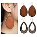 Wowanoo 2pcs Wood Earrings Natural Wooden Teardrop Earrings Geometric Lightweight Drop Earrings for Women DroBrown