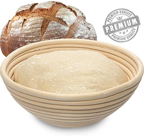 Carenoble Bread Basket Proofing Bowl - Premium Quality 8.5 inch Round Banneton Rattan For Rising Patterns Dough / Sourdough - Professional Brotform for Artisan Bread Baking