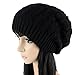 Merryshop Slouchy Long Beanie Knit Hat Cap for Winter Oversize (Black)