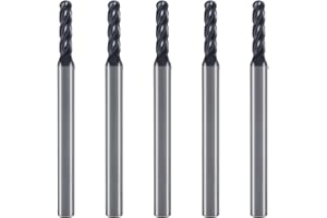 czfeiniu 5Pcs 3/32'' Ball Nose End Mill, 4 Flute CNC Milling Tool CNC Router Bit Set for Harderned Steel, Aluminum, Copper & More, HRC55, AlTiN - BlackNano Coating