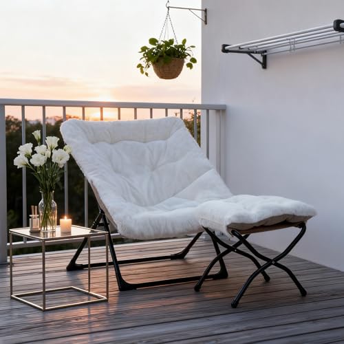 HollyHOME Folding Chair Ottoman Set