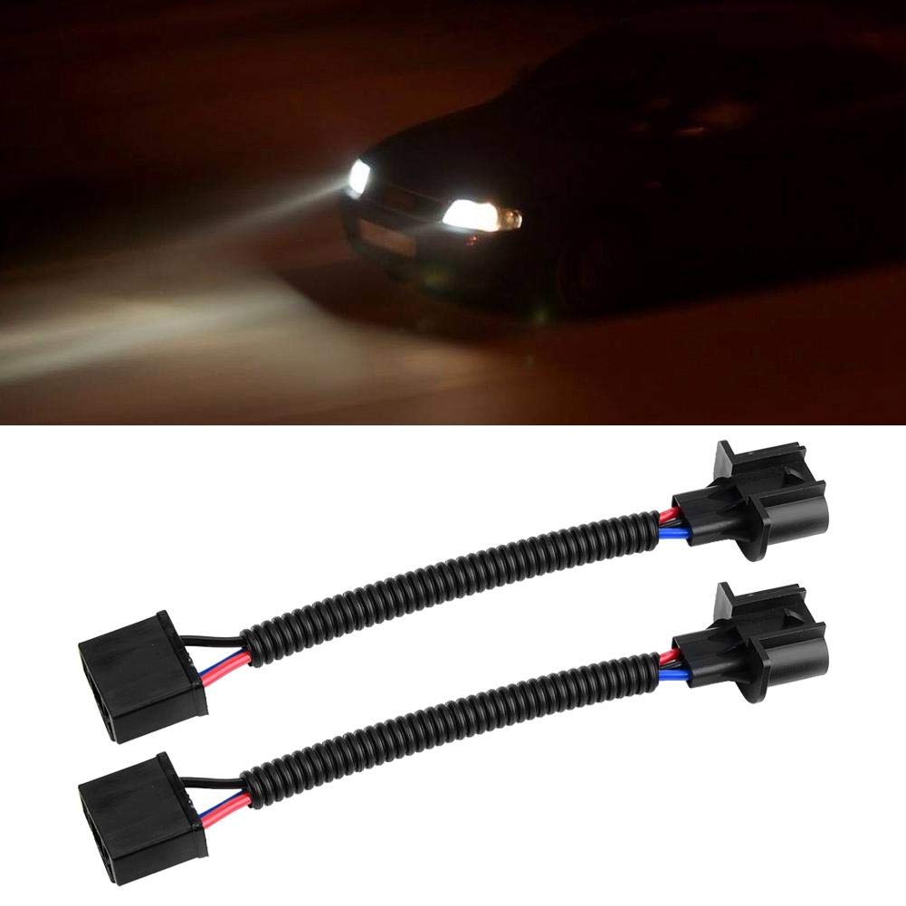 Terisass 2 Pcs H4 Female to H13 Male Bulbs Cable Adapter Converter Car
