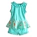 LittleSpring 5T Summer Outfits for Little Girls Ruffle Tank Tops and Shorts Set Cute Casual Fashion 2 Piece Outfit Mint Green